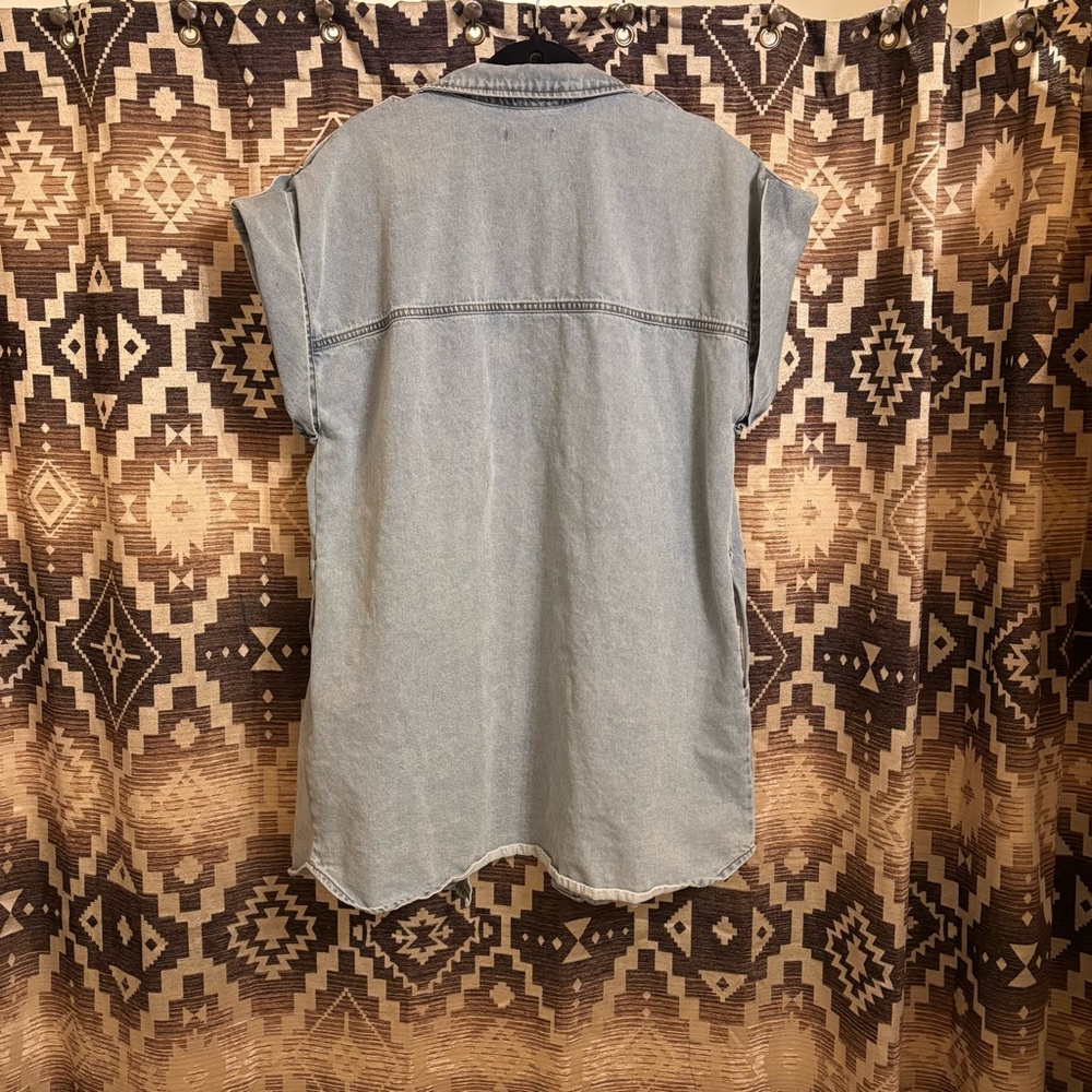 Steve Madden Size L Denim Dress, 100% Cotton - Picture 13 of 14